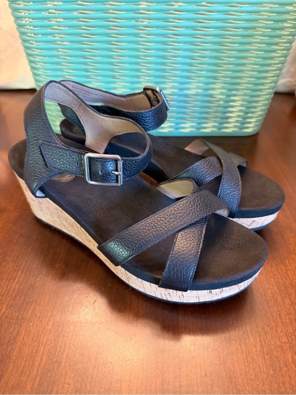 ABEO Nylah Wedge Sandals SZ 8N Color Black - Picture 2 of 10